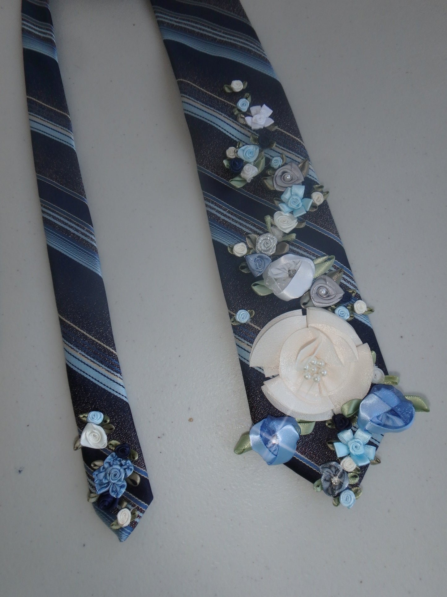 Blue Water Circle Upcycled Tie