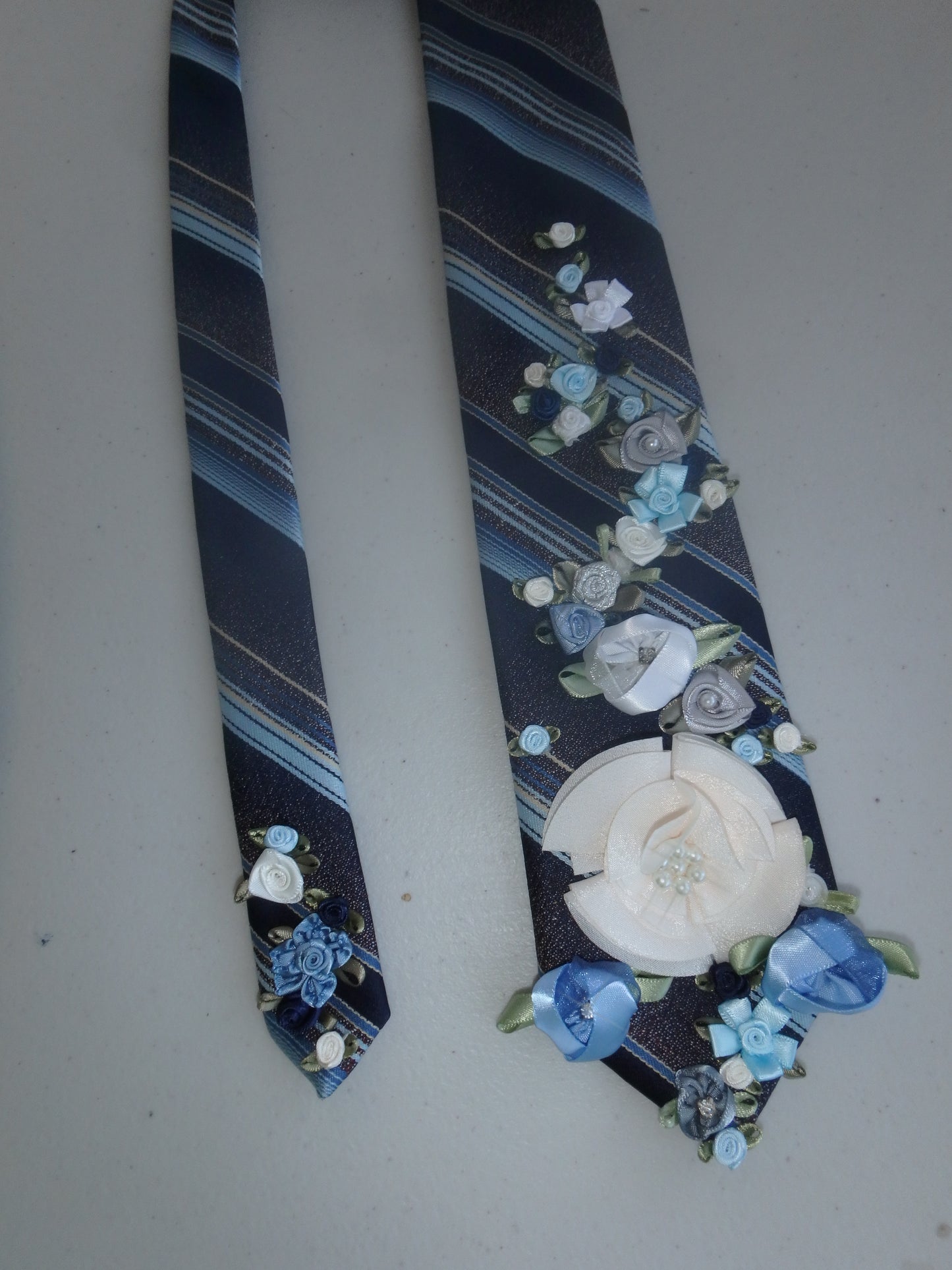 Blue Water Circle Upcycled Tie