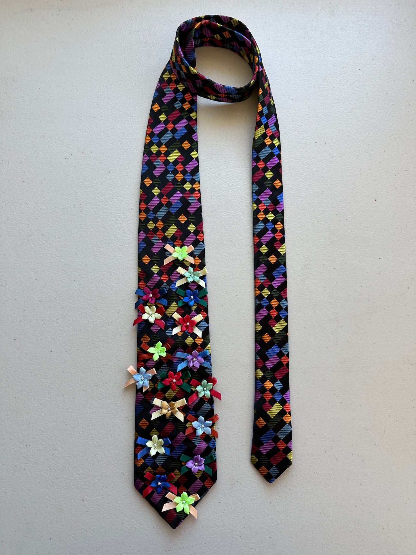 Rainbow Bouquet Upcycled Tie