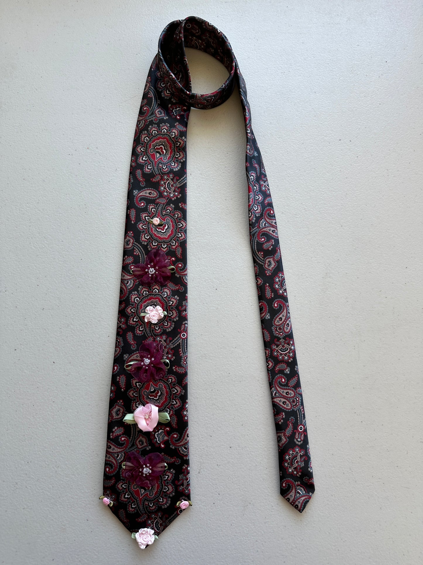 Smells Like Roses Upcycled Tie