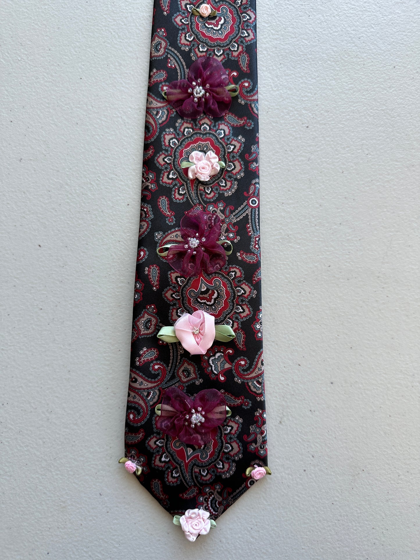 Smells Like Roses Upcycled Tie