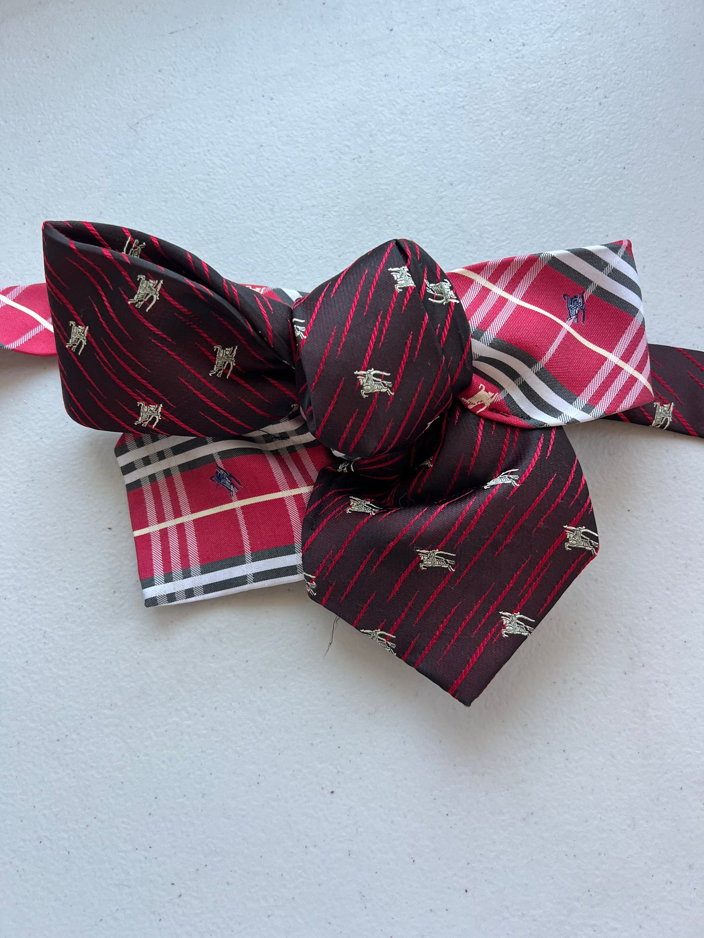 Peppermint Candy Burberry Upcycled Bow Tie