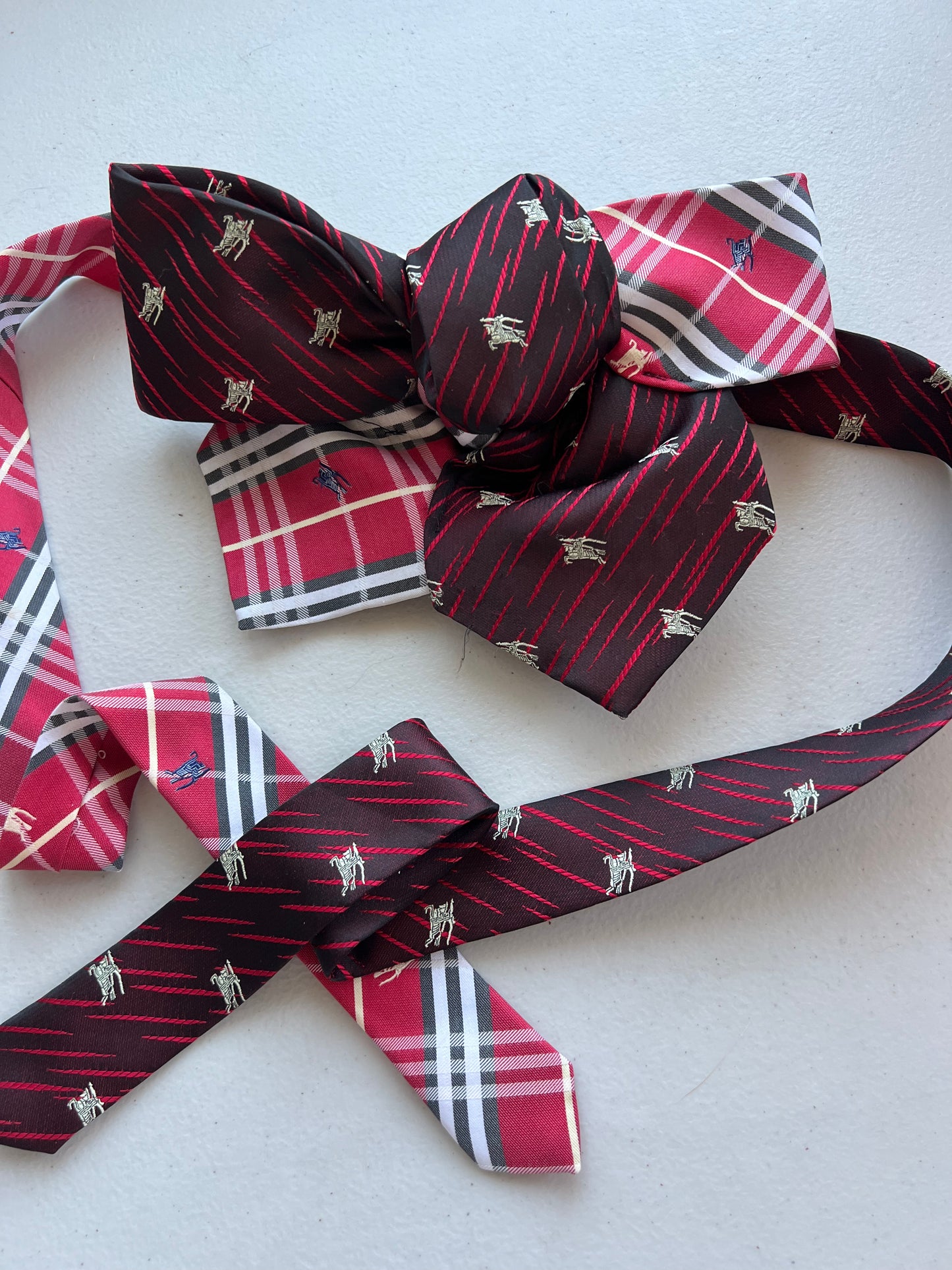 Peppermint Candy Burberry Upcycled Bow Tie